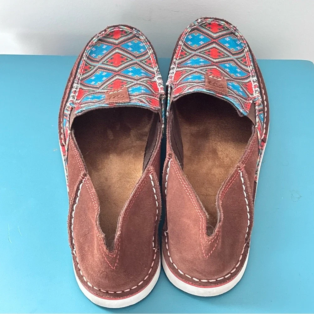 Ariat Cruiser Saddle Tan Suade Geometric Neutral Boho Slip On Shoes Size 9.5B - Picture 16 of 16